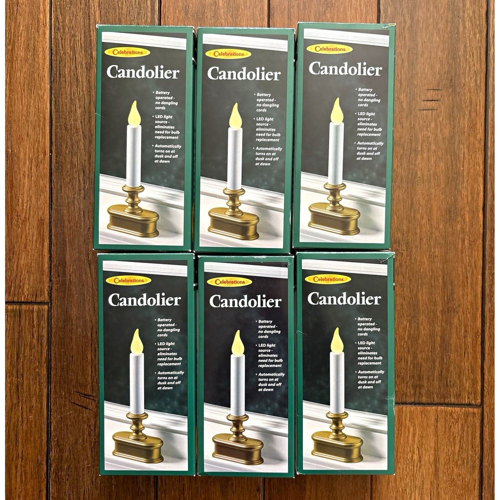 Celebrations Candolier Flameless LED Battery-Operated Taper Candles Set of 6